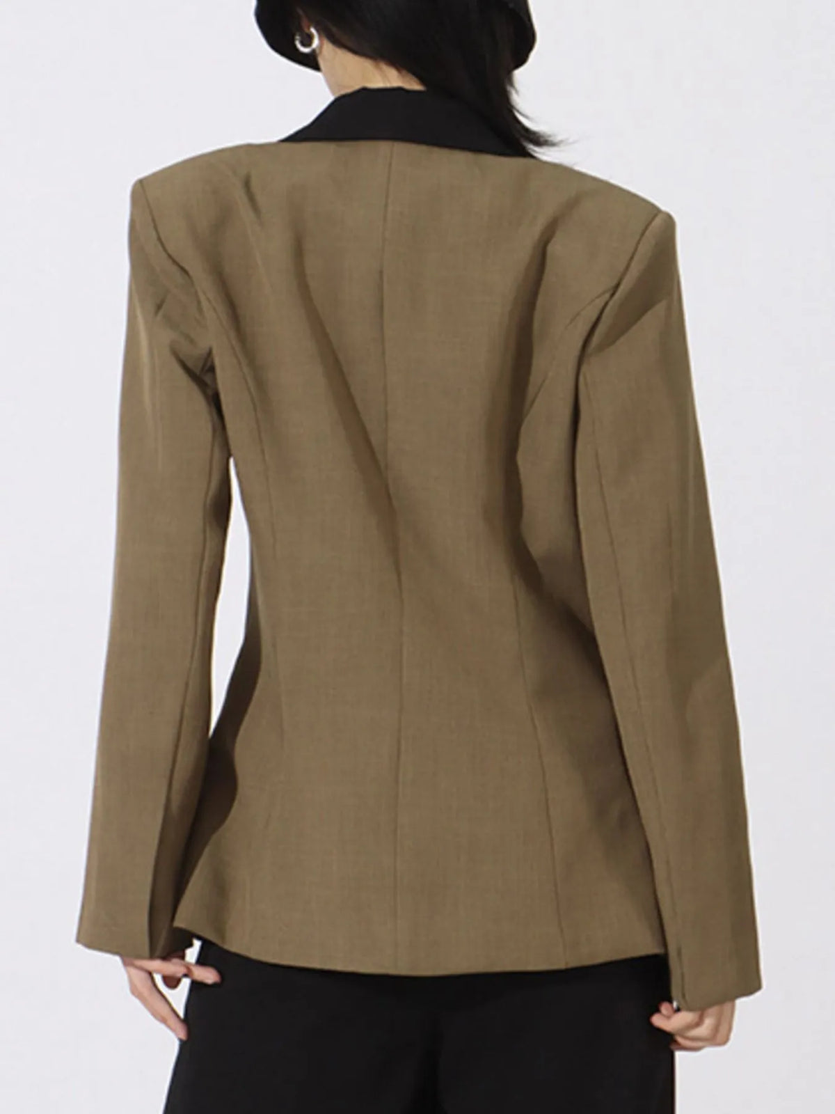 Contrast Lapel Collar Long Sleeve Blazer — view 6
