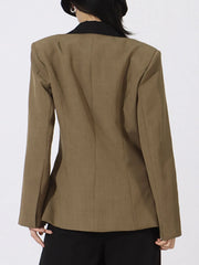 Contrast Lapel Collar Long Sleeve Blazer — view 6
