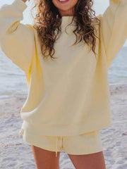 Relaxed Fit Round Neck Sweatshirt and Shorts Set for Ultimate Comfort — view 13