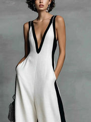 Deep V-Neck Wide-Leg Jumpsuit — view 2