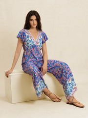 Printed V-Neck Wide Leg Jumpsuit — view 8