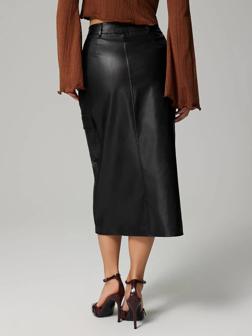 Slit Midi Skirt with Pockets — view 8