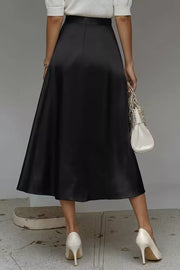 Elegant Satin A-Line Midi Skirt for Effortless Style — view 7