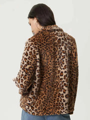 Fuzzy Leopard Collared Neck Jacket - Stylish & Cozy — view 2