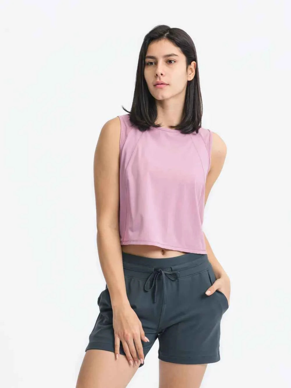 Round Neck Cropped Active Tank for Ultimate Comfort — view 7