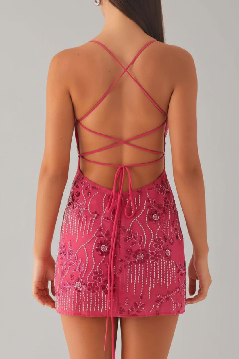 Beaded Floral Mini Dress: A Touch of Elegance for Any Occasion — view 16