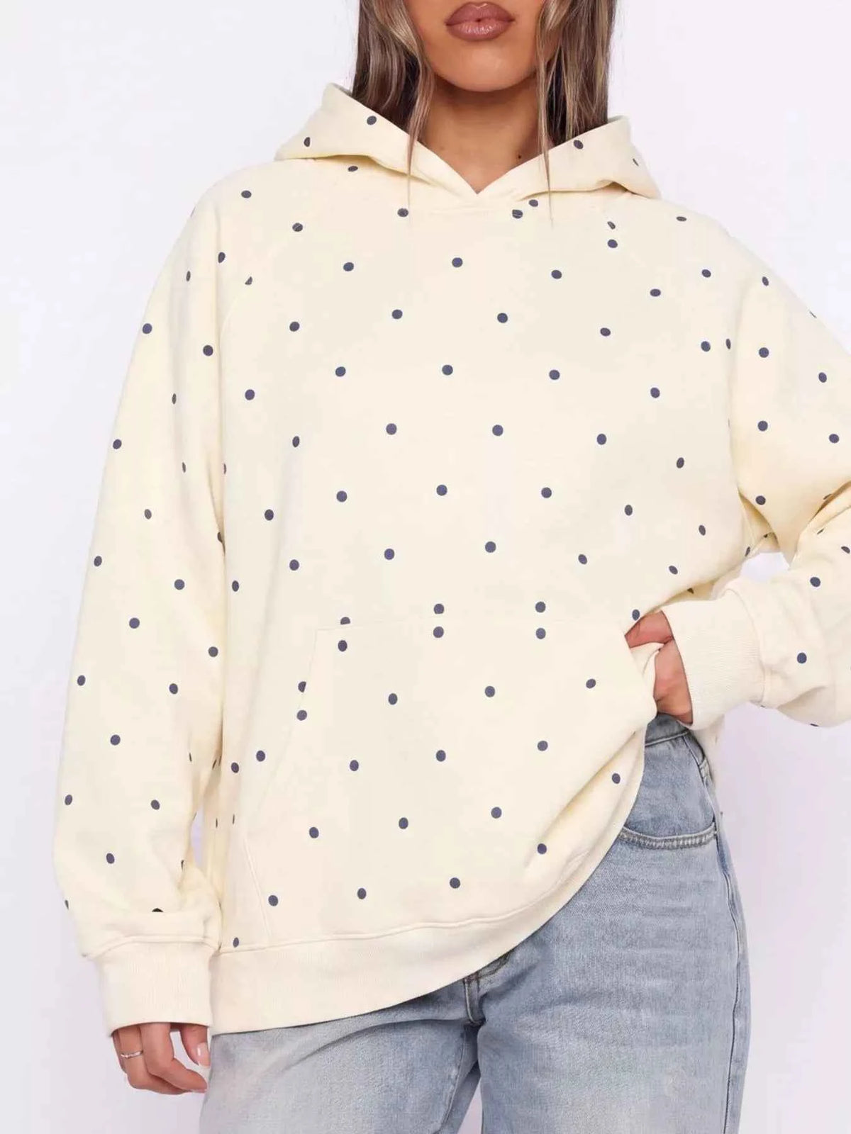 Polka Dot Raglan Sleeve Hoodie — view 4