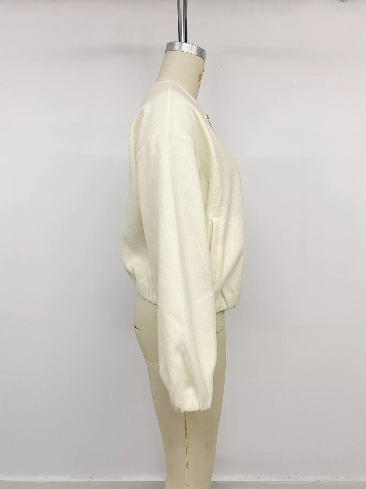 Fleece Bomber Jacket with Zipper Closure — view 12
