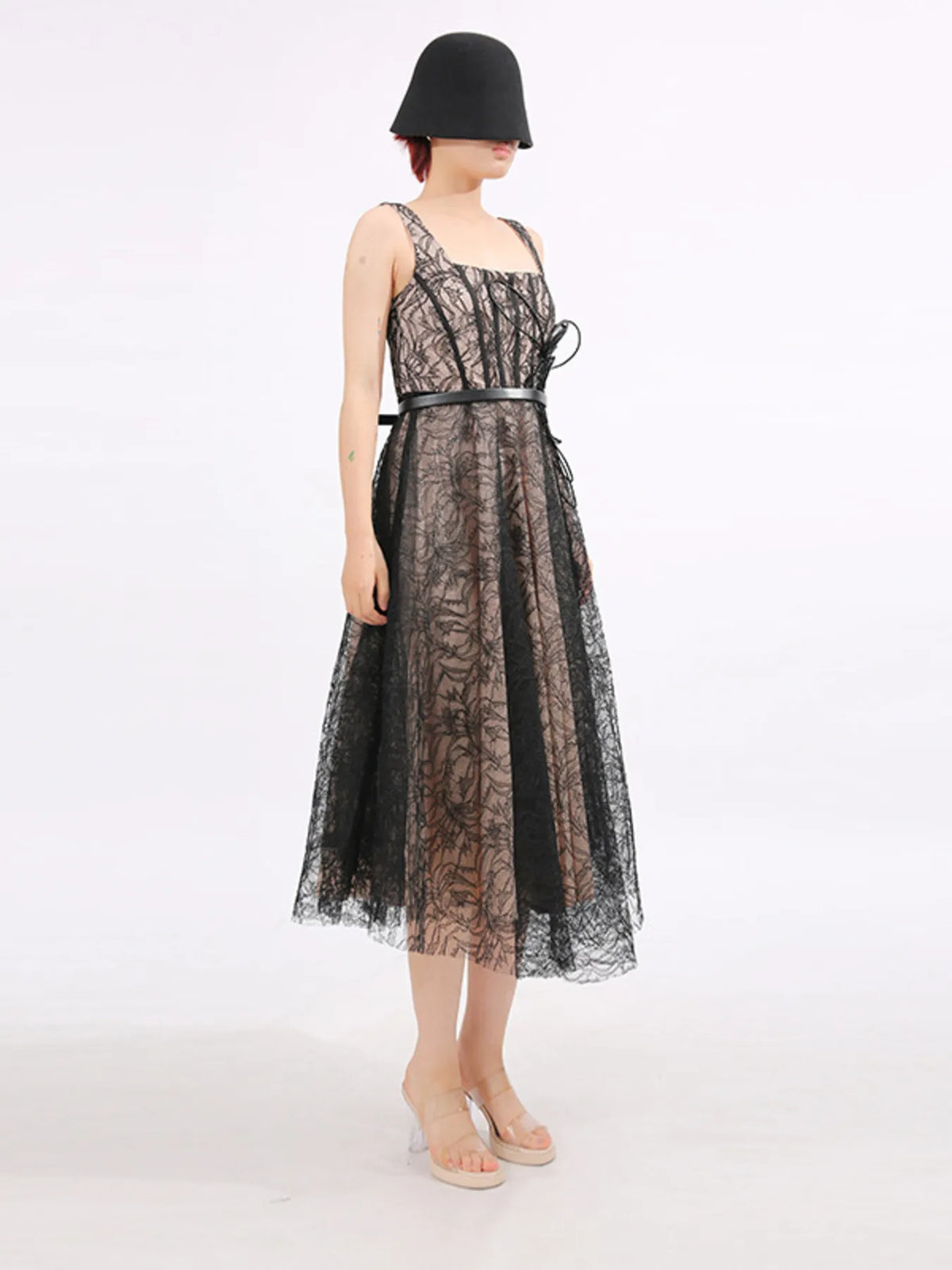 Lace Square Neck Midi Dress — view 12