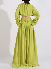 Ruched Long Sleeve Top and High Waist Skirt Set — view 8