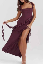 Split Ruffled Square Neck Maxi Dress — view 2