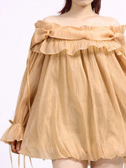 Ruffled Off-Shoulder Flounce Sleeve Dress — view 15