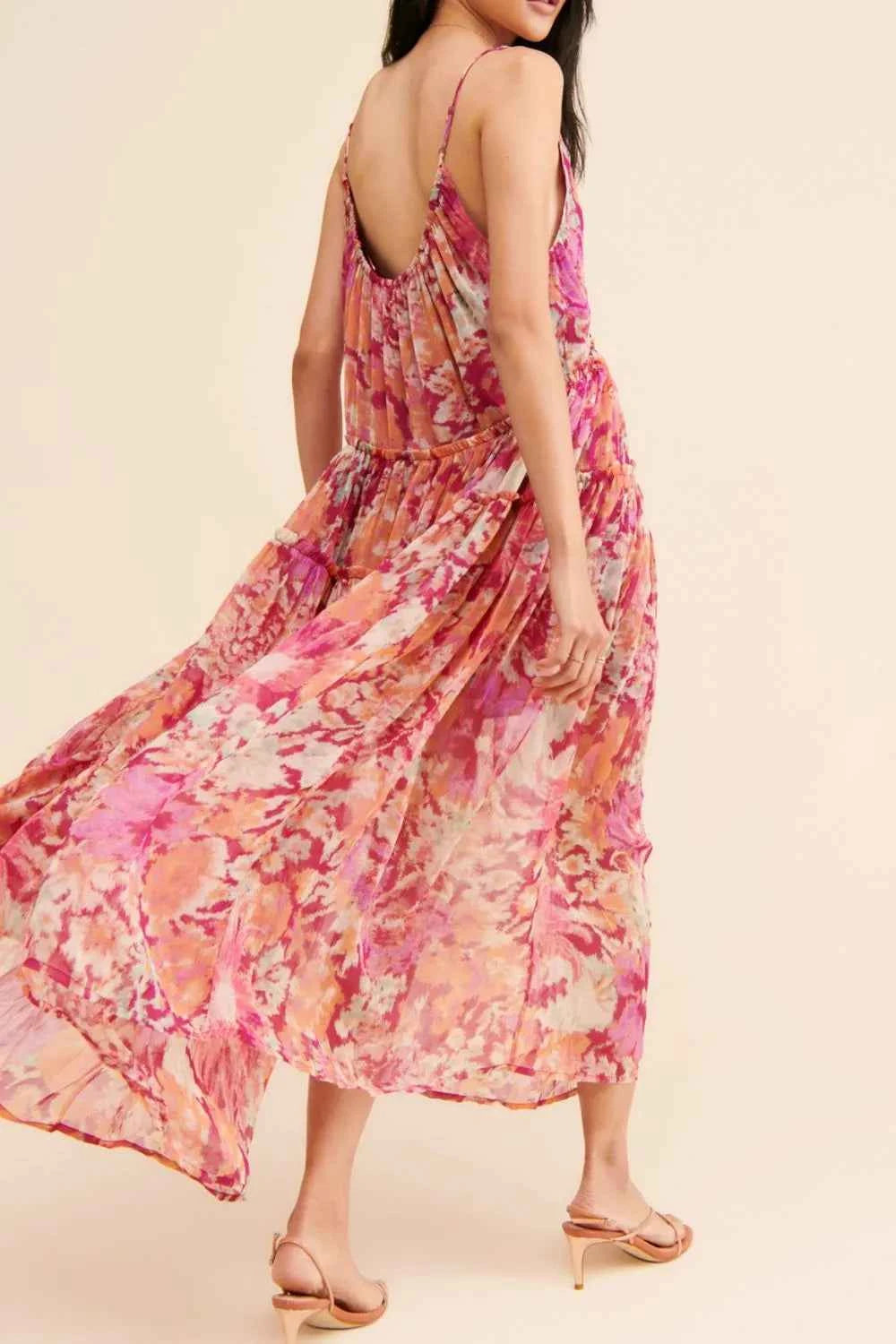 Frill Printed V-Neck Midi Dress — view 2