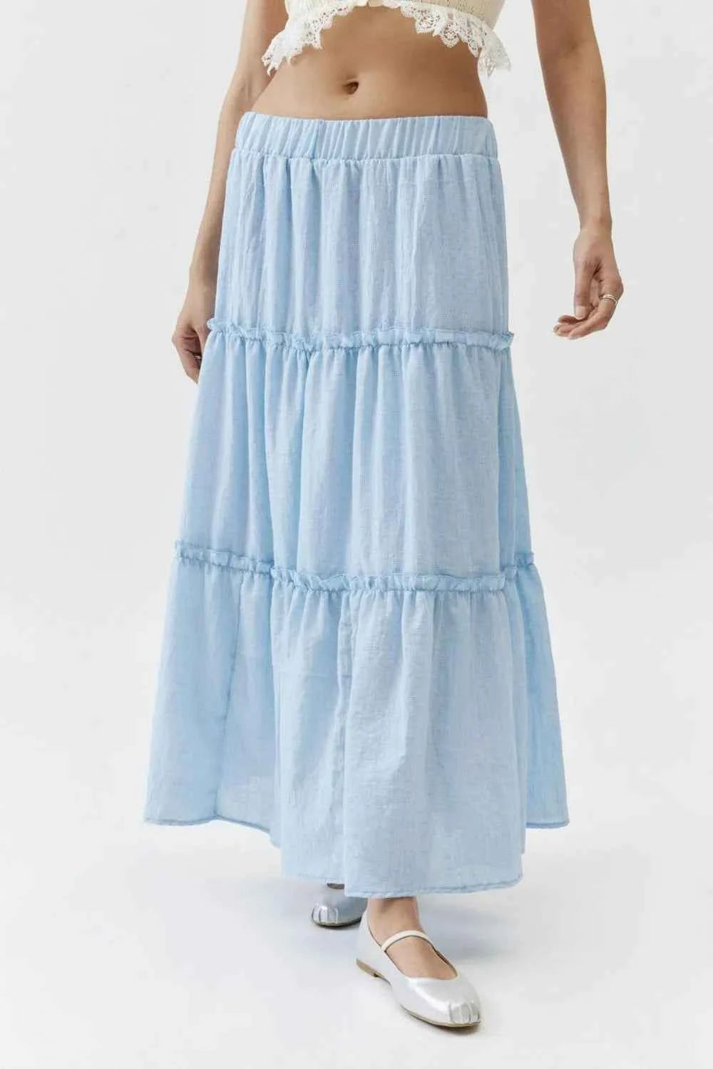 Chic Frill Elastic Waist Skirt for Effortless Style