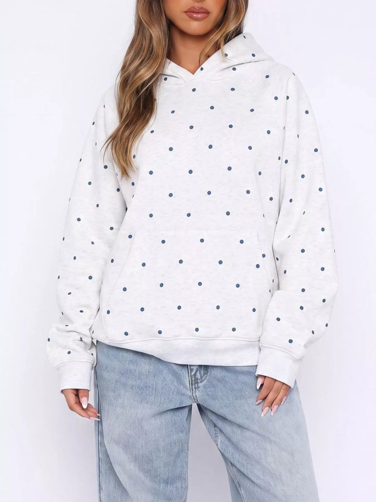 Polka Dot Raglan Sleeve Hoodie — view 10