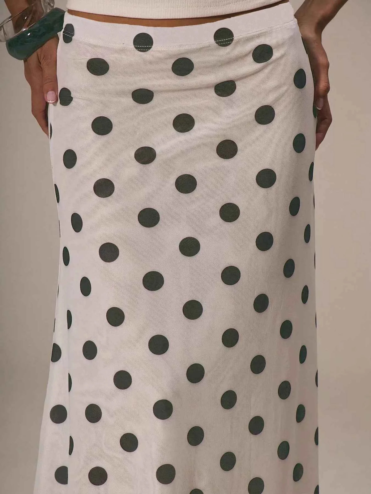 Chic & Versatile Polka Dot Midi Skirt for Effortless Style