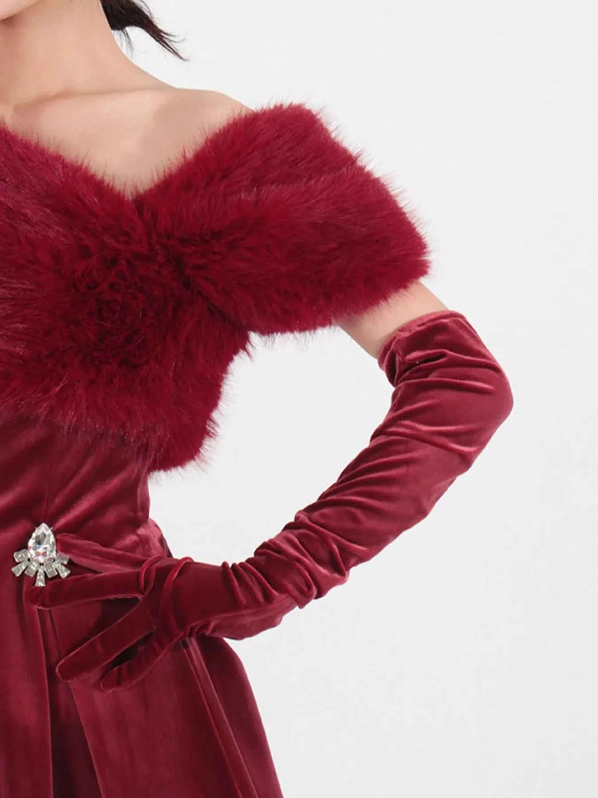 Fuzzy Off Shoulder Mini Dress — view 4