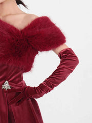 Fuzzy Off Shoulder Mini Dress — view 4