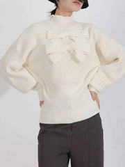 Bow Front Turtleneck Long Sleeve Sweater — view 2