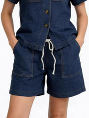 Button Up Short Sleeve Top and Shorts Denim Set — view 10