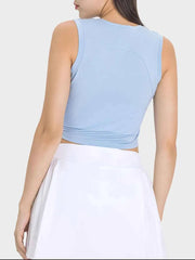Drawstring Ruched Wide Strap Active Tank - Comfortable & Stylish — view 2