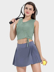 Drawstring Ruched Wide Strap Active Tank - Comfortable & Stylish — view 16