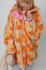 Checkered Long Sleeve Sherpa Hooded Jacket - Cozy & Stylish — view 6
