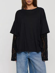 Layered Lace-Sleeve T-Shirt — view 10