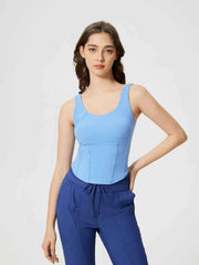 Round Neck Wide Strap Active Tank with Detachable Chest Pads — view 6