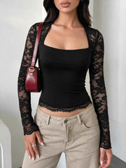 Lace Sleeve Square Neck Top — view 5