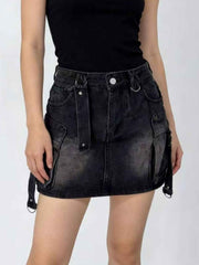 Washed Cargo Denim Skirt - Versatile Style Meets Comfort — view 5