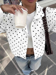 Polka Dot Zip Up Cropped Jacket — view 2