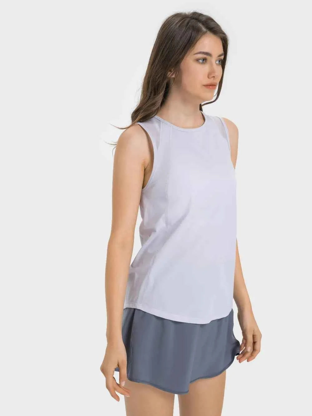 Cutout Back Round Neck Active Tank - Elevate Your Workout Wardrobe — view 27