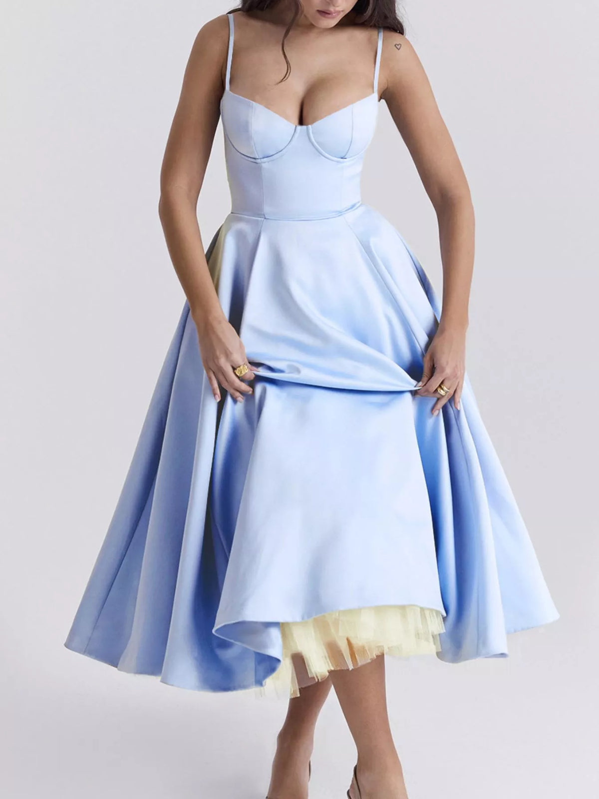 Sweetheart Neck A-Line Midi Dress — view 8