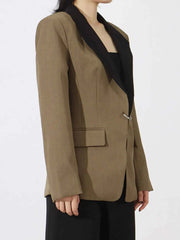 Contrast Lapel Collar Long Sleeve Blazer — view 5