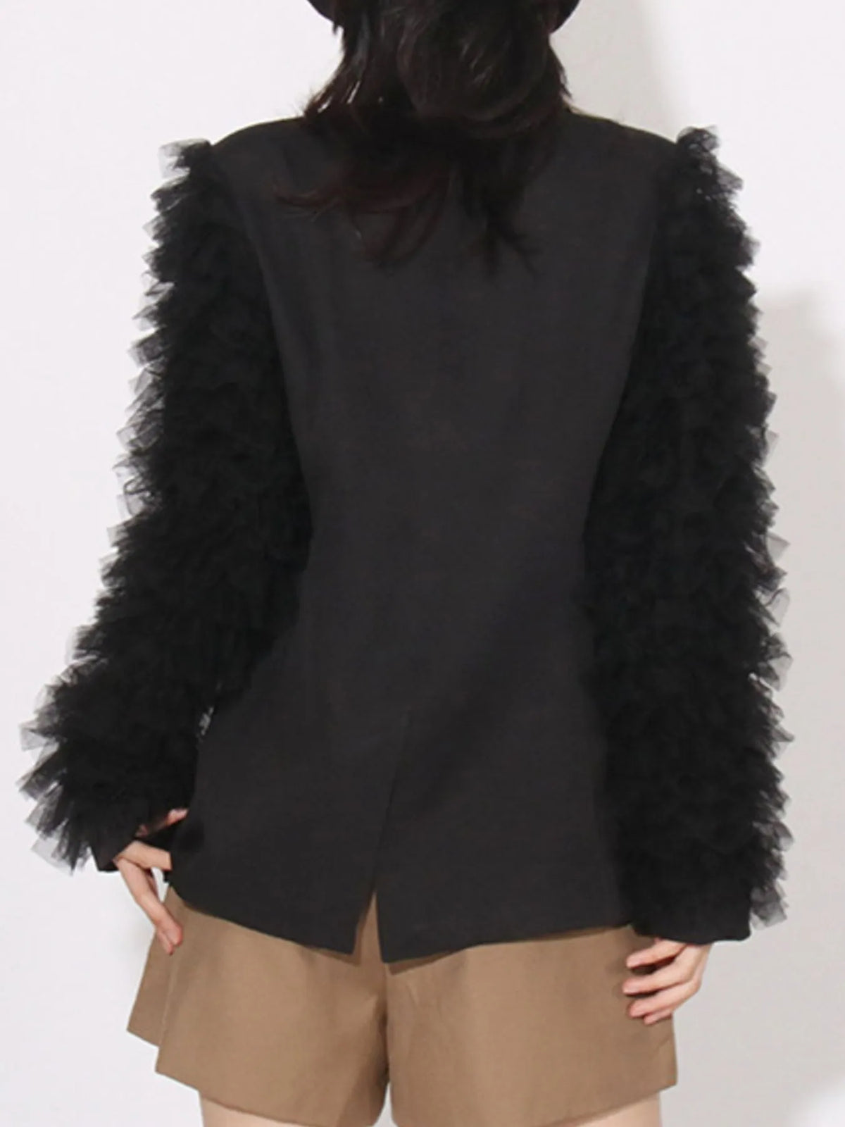 One Button Mesh Long Sleeve Blazer — view 5