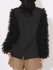 One Button Mesh Long Sleeve Blazer — view 5