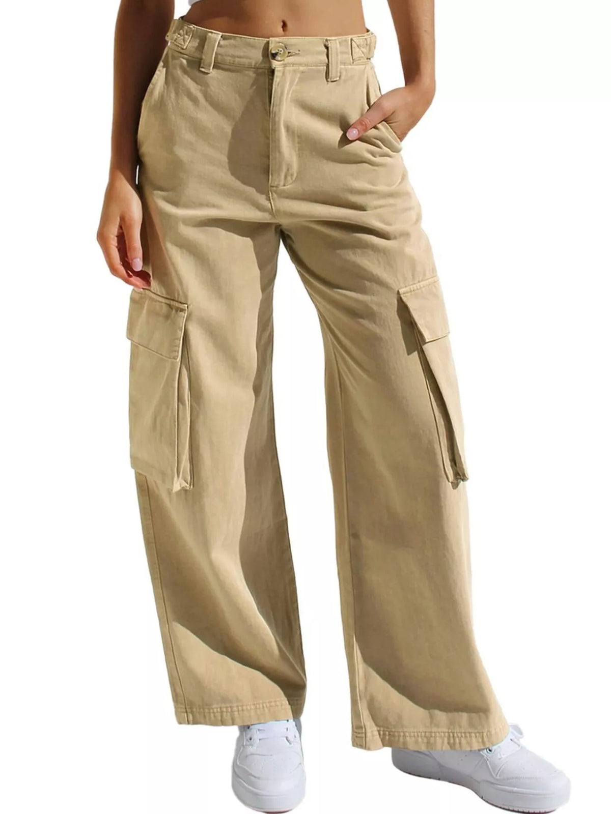 High-Waisted Wide Leg Cargo Jeans - Effortless Style & Comfort — view 14