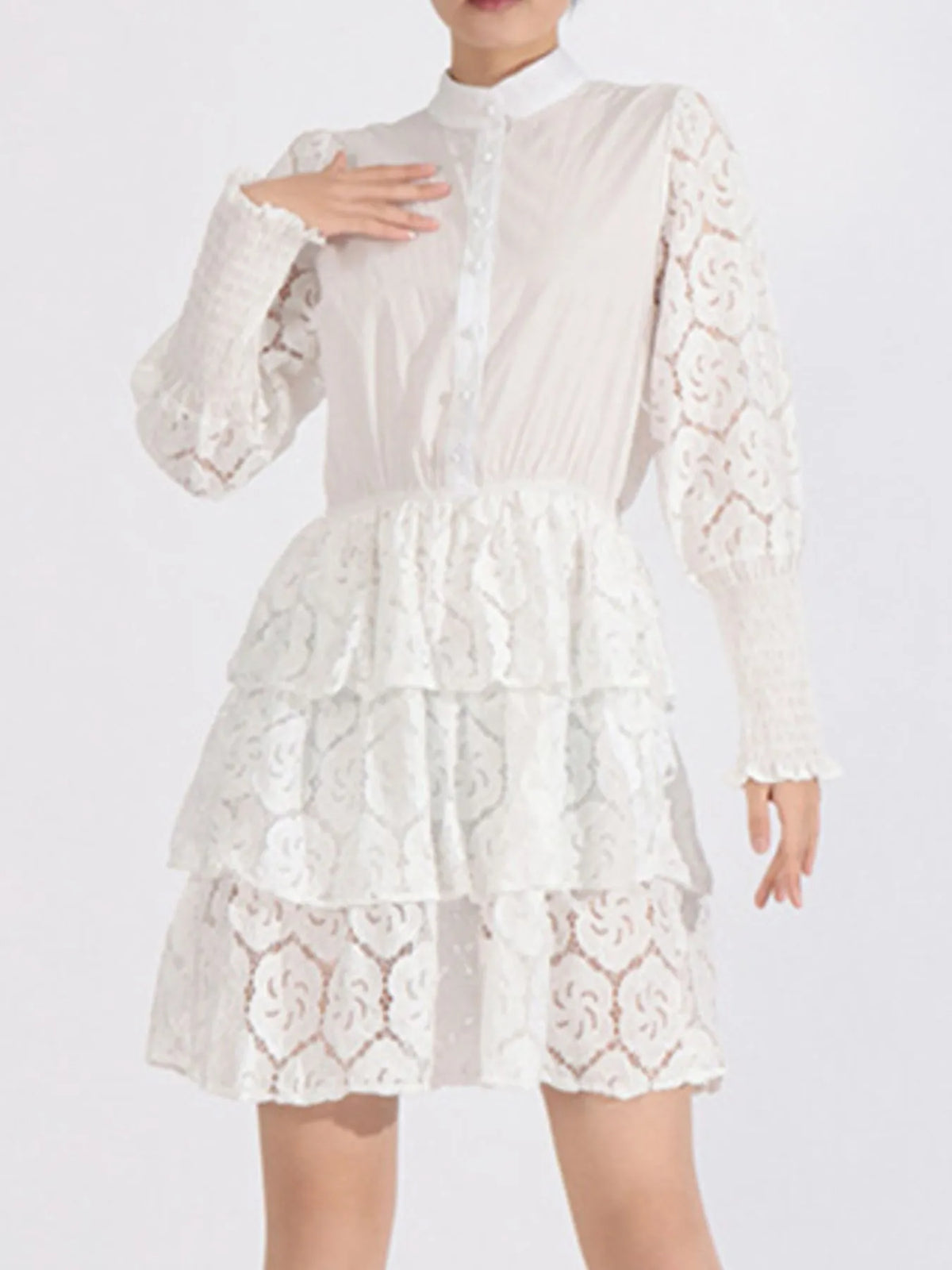 Lace Layered Long Sleeve Dress — view 6