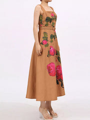 Floral Print Square Neck Midi Dress — view 7