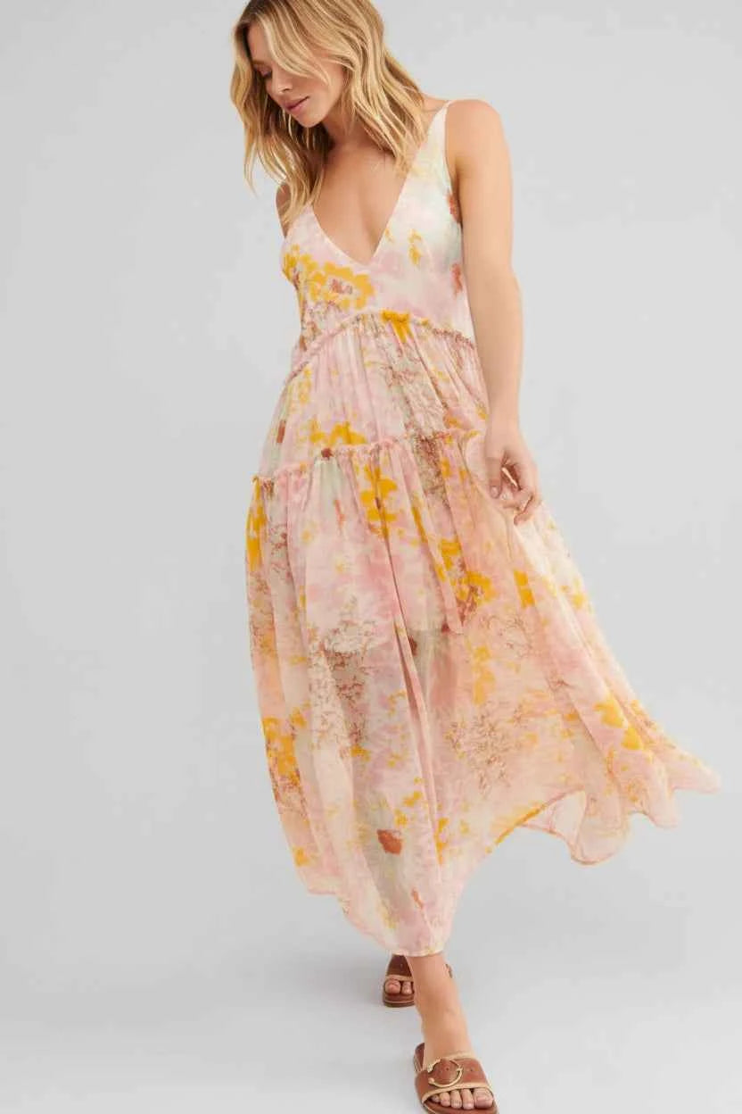 Printed V-Neck Sleeveless Dress — view 1