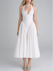 Halter Neck Midi Dress with Pockets — view 5