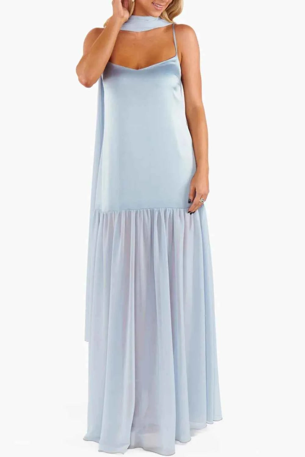 Adjustable Strap Maxi Cami Dress with Scarf — alternate view