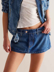 Classic Wash Denim Mini Skort - Effortless Style & Comfort — view 3