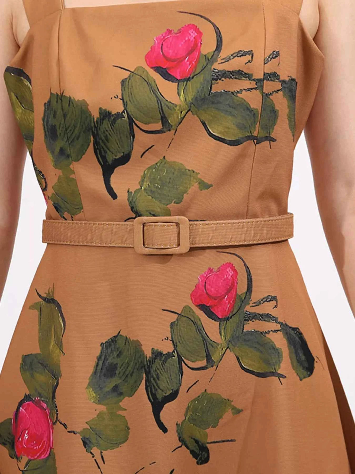 Floral Print Square Neck Midi Dress — view 3