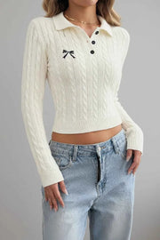 Cable Knit Long Sleeve Sweater — view 1