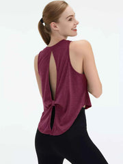 Cutout Back Round Neck Active Tank - Lightweight & Stylish Comfort — view 19