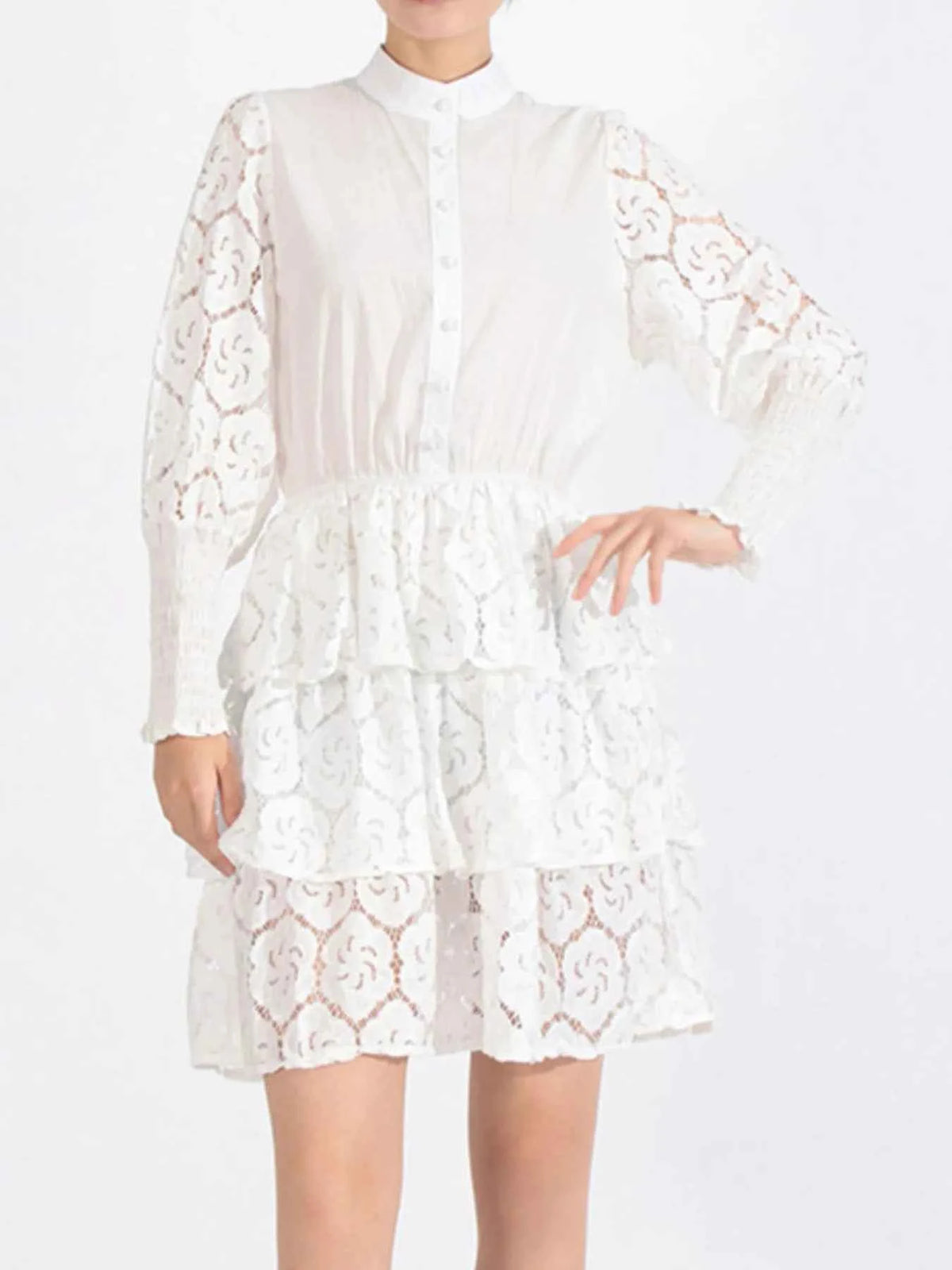 Lace Layered Long Sleeve Dress