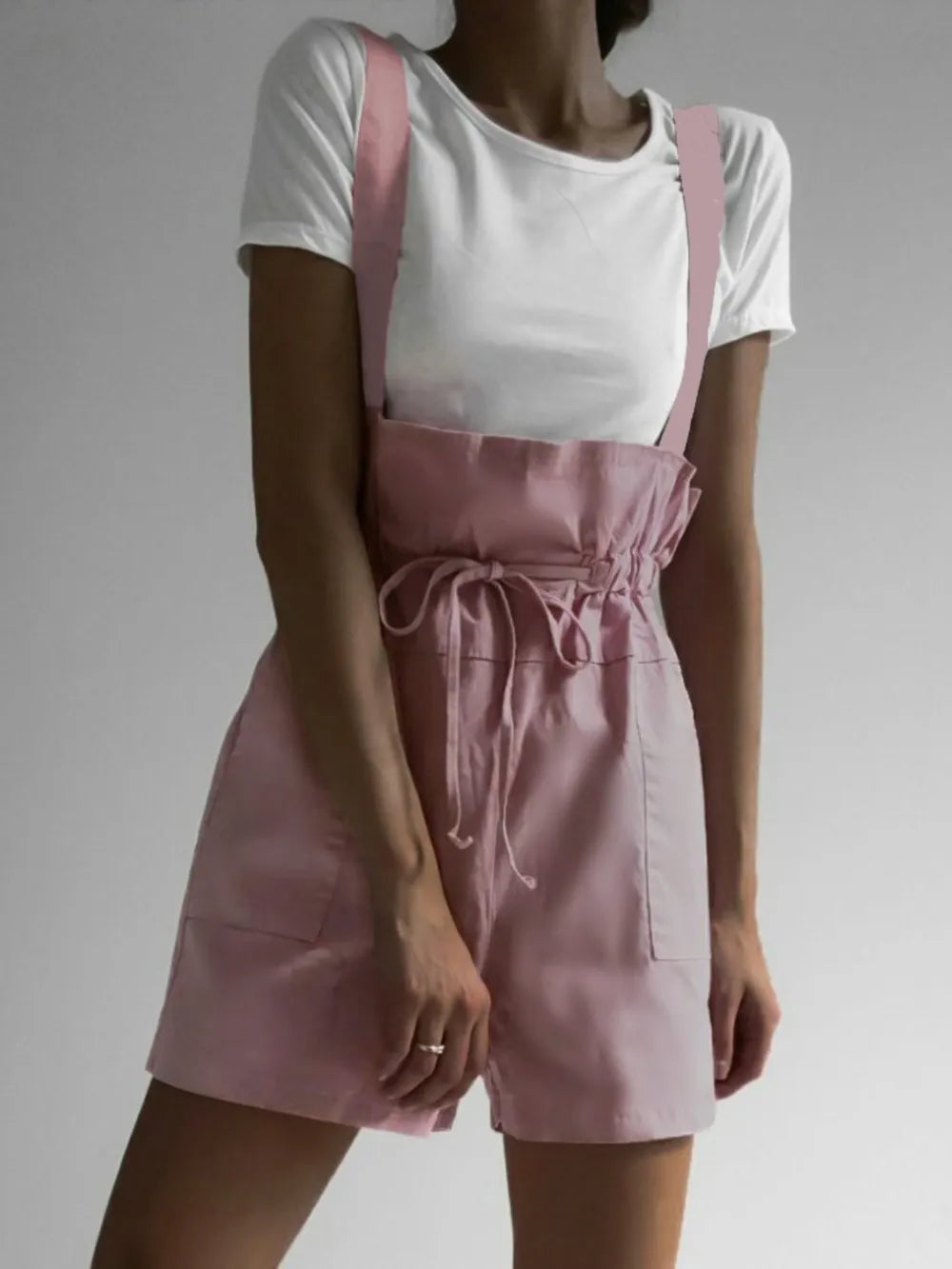 Drawstring Wide Strap Overalls with Pockets — view 7