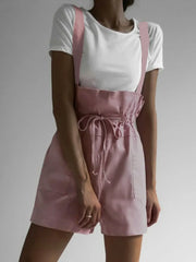 Drawstring Wide Strap Overalls with Pockets — view 7